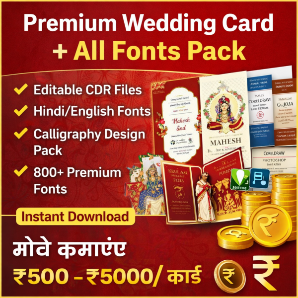 Premium wedding card and font pack
